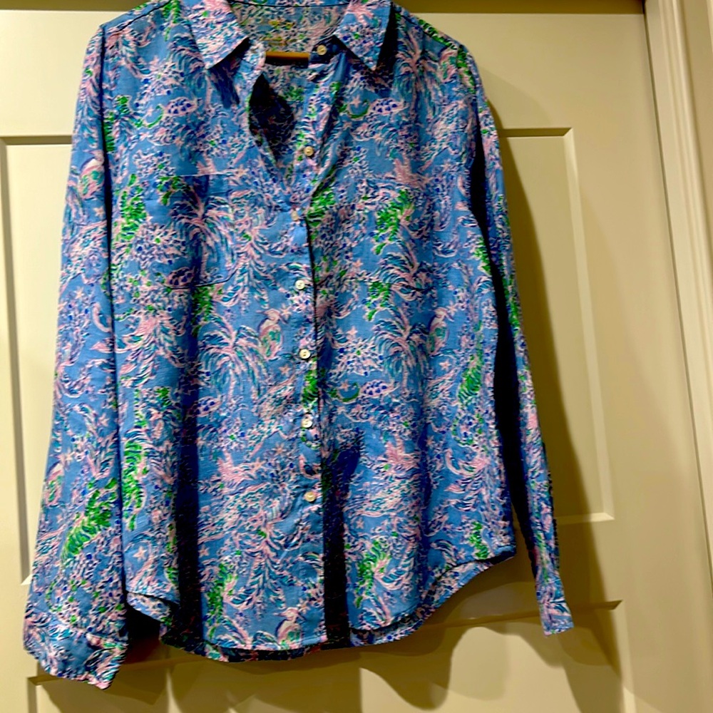 Lilly Pulitzer Sea View linen top